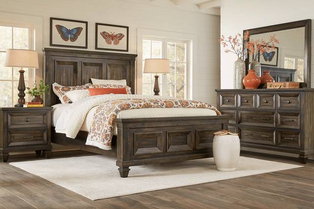 Abbeywood Brown 7 Pc King Panel Bedroom - Thumbnail - Image 1