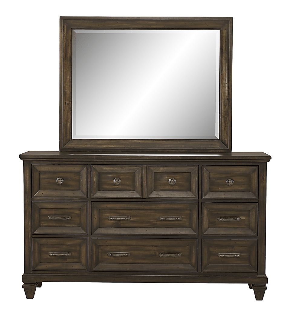 Abbeywood Brown Dark Wood Dresser & Mirror Set | Rooms to Go