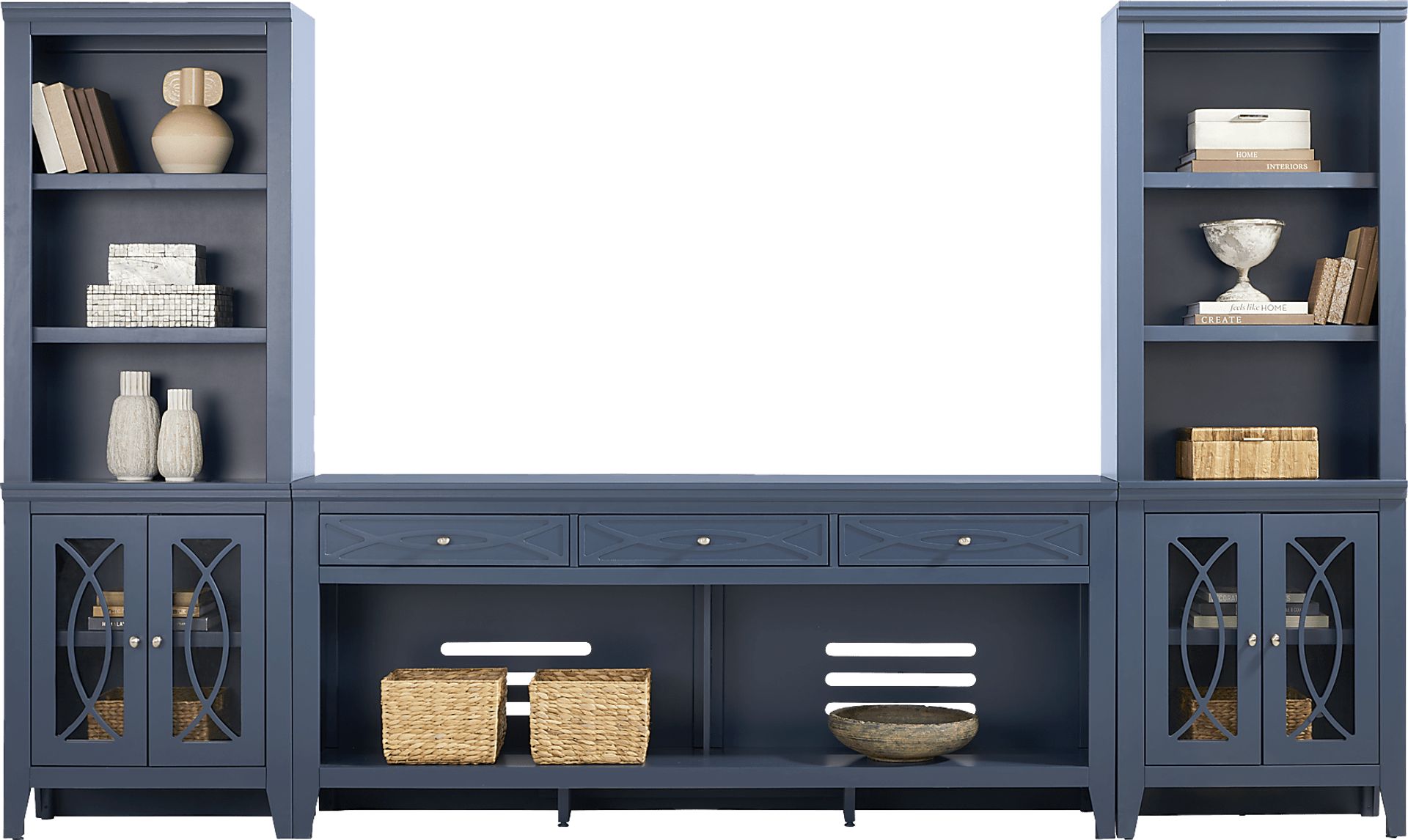 Abbie II Blue 3 Pc Wall Unit with 77 in. Console - Image 1