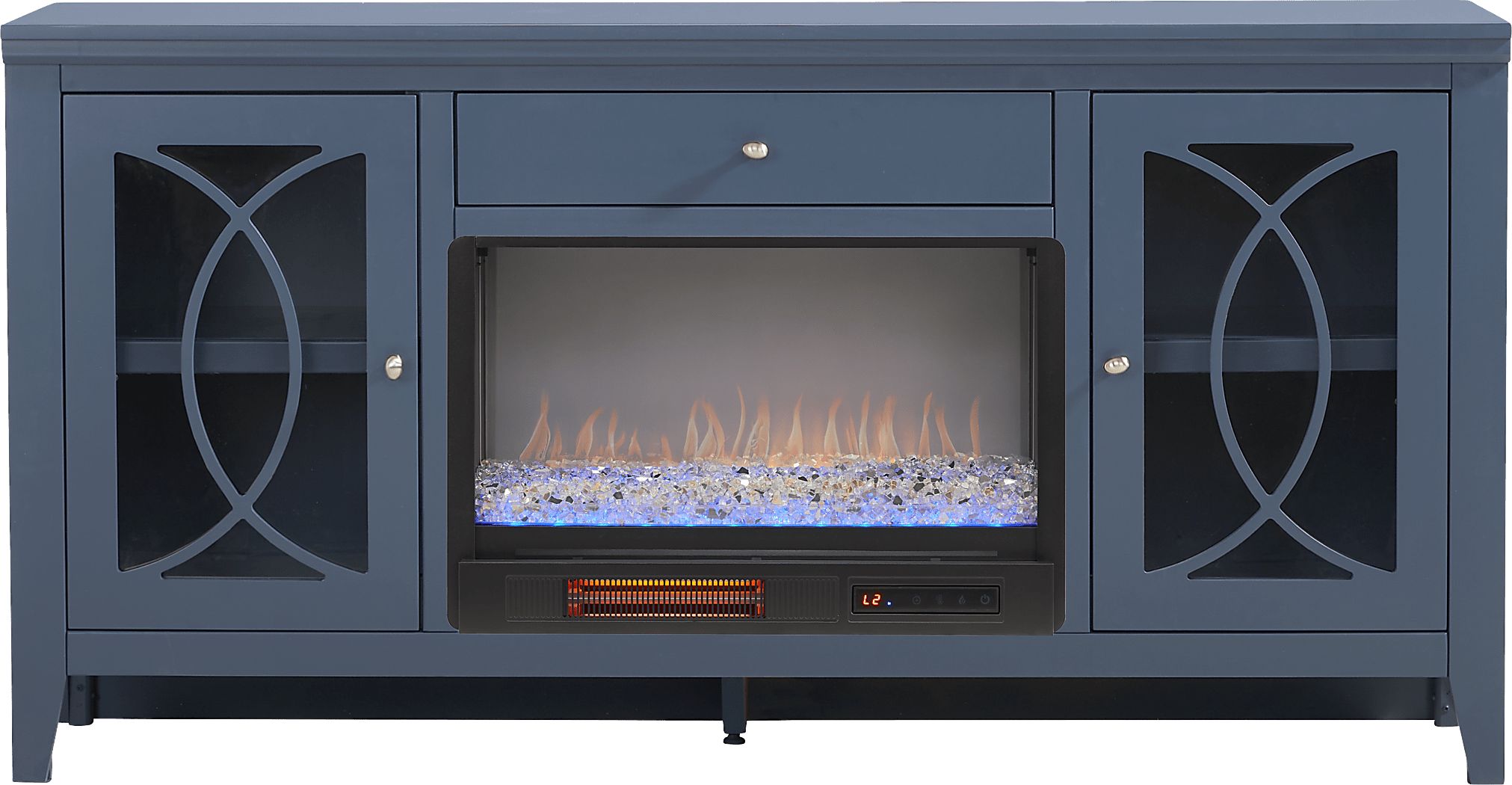 Abbie II Blue 66 in. Console with Electric Fireplace