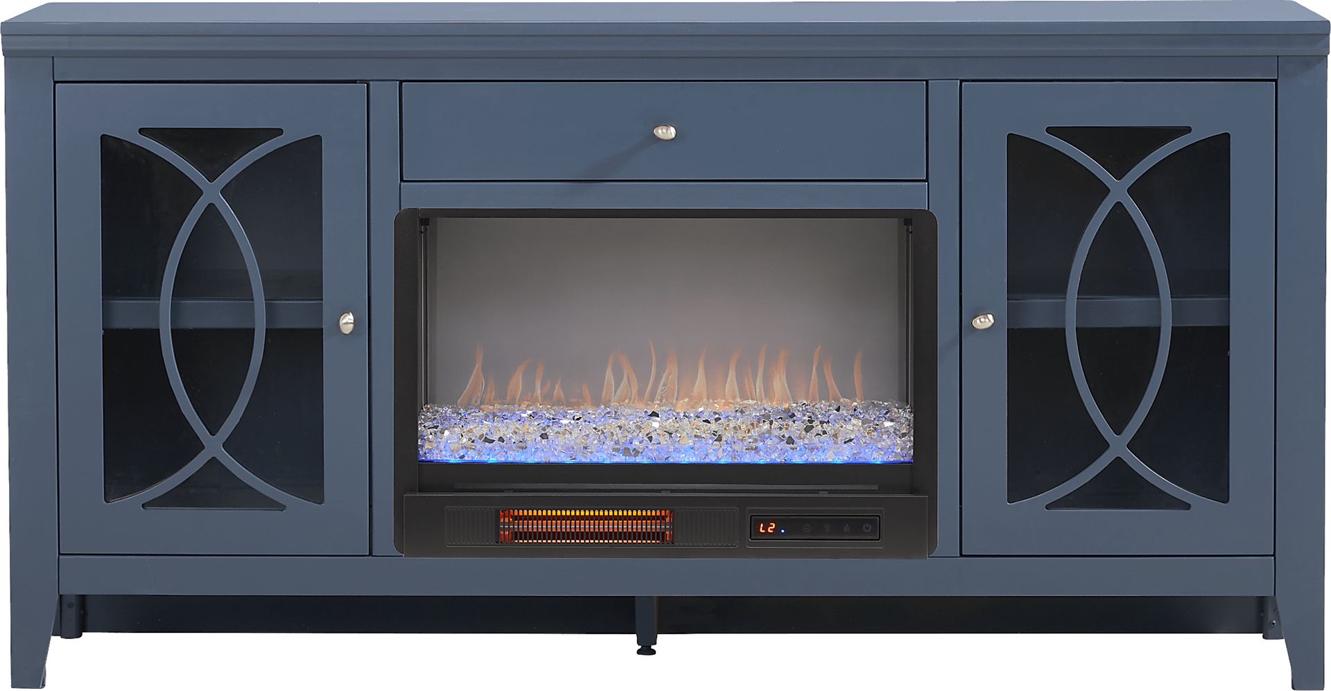 Abbie II Blue 66 in. Console with Electric Fireplace - Image 1