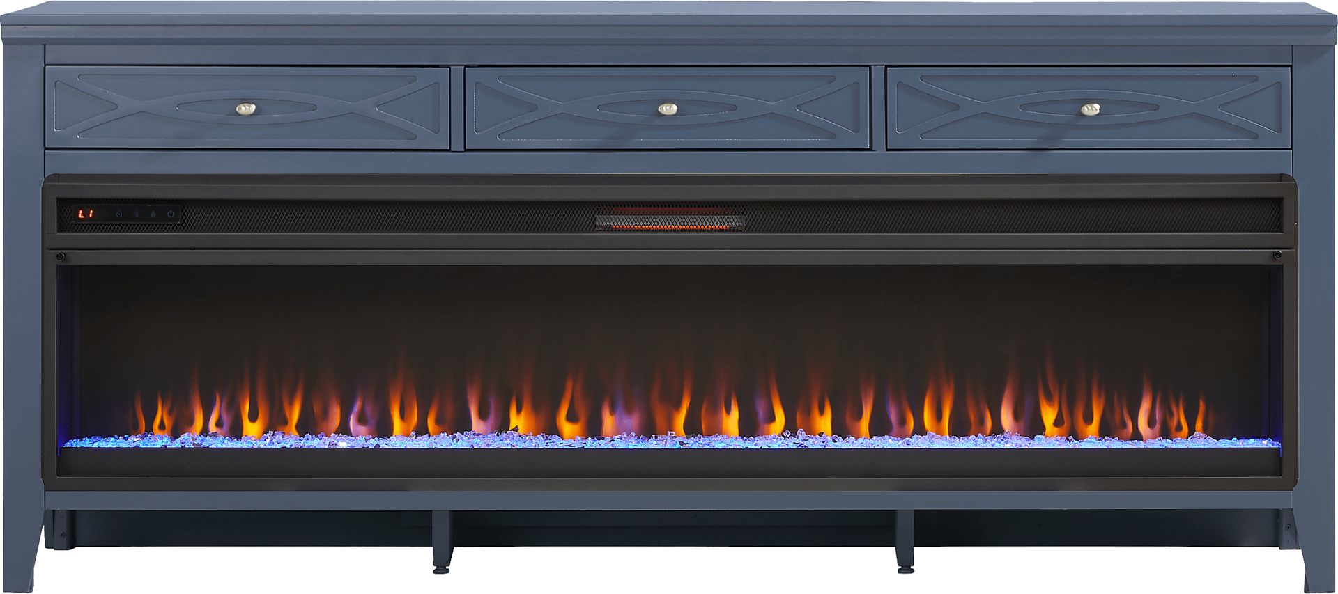 Abbie II Blue 77 in. Console with Electric Fireplace - Image 1