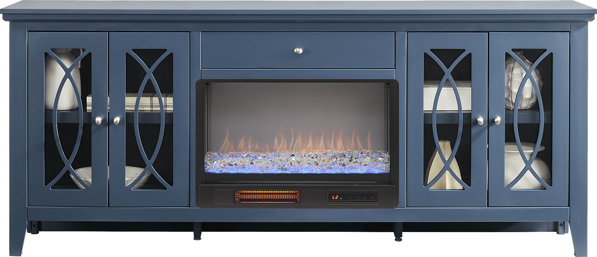 Abbie II Blue 80 in. Console with Electric Fireplace - Image 2