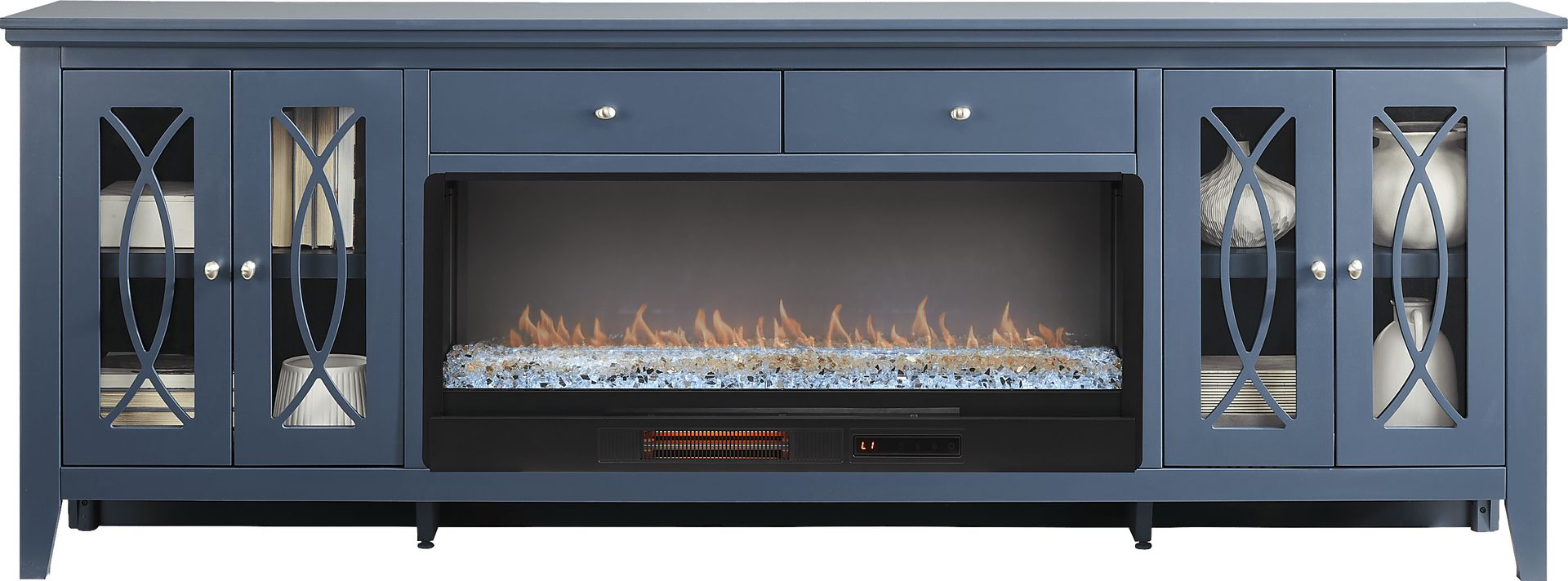 Abbie II Blue 93 in. Console with Electric Fireplace - Image 2