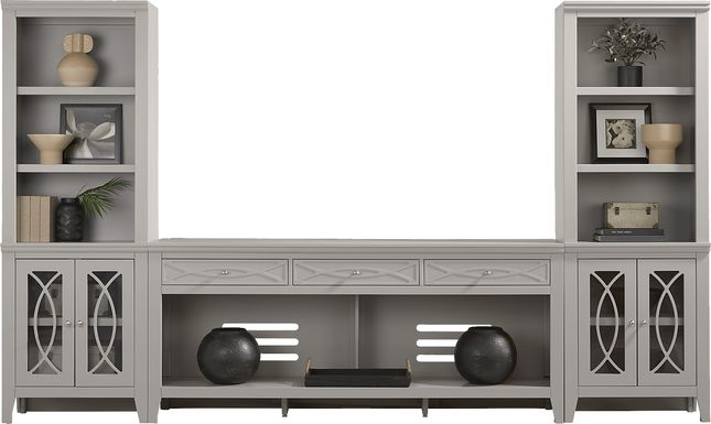 Abbie II Gray 3 Pc Wall Unit with 77 in. Console