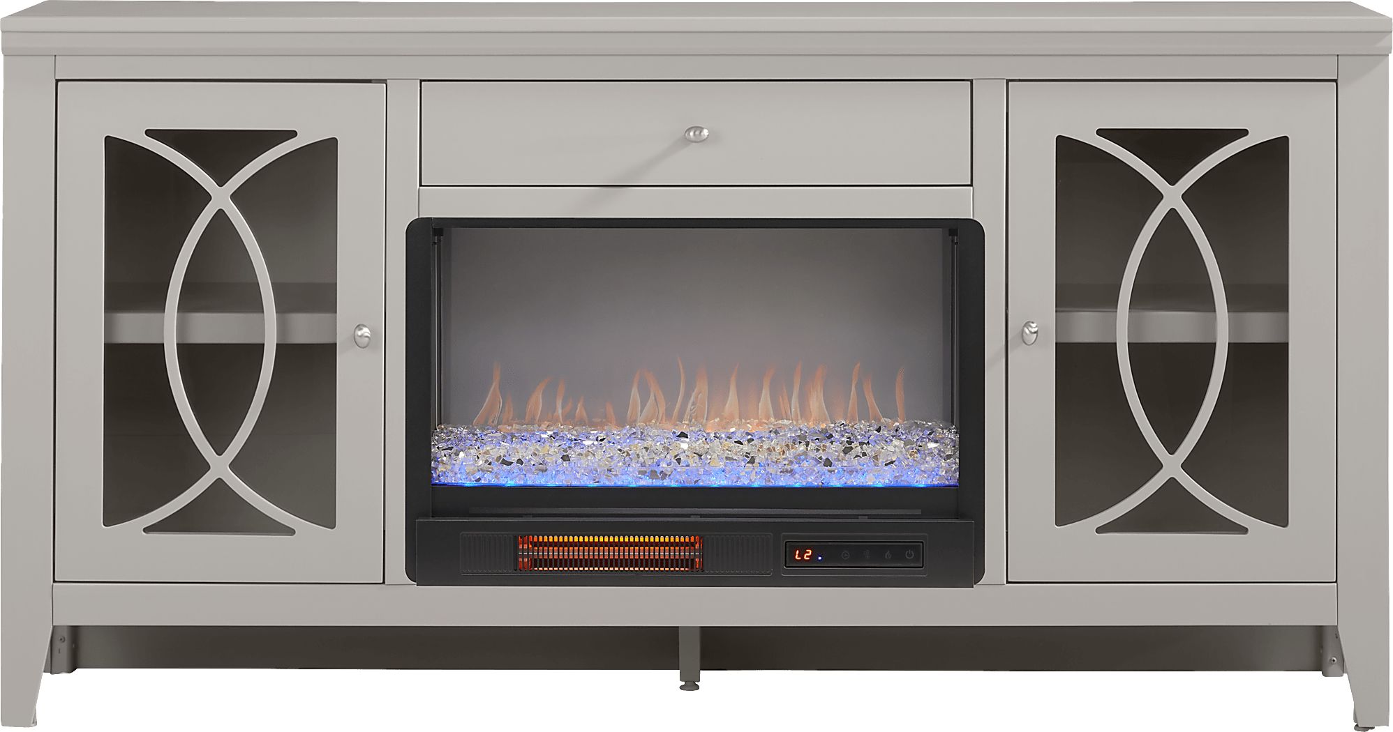 Abbie II Gray 66 in. Console with Electric Fireplace