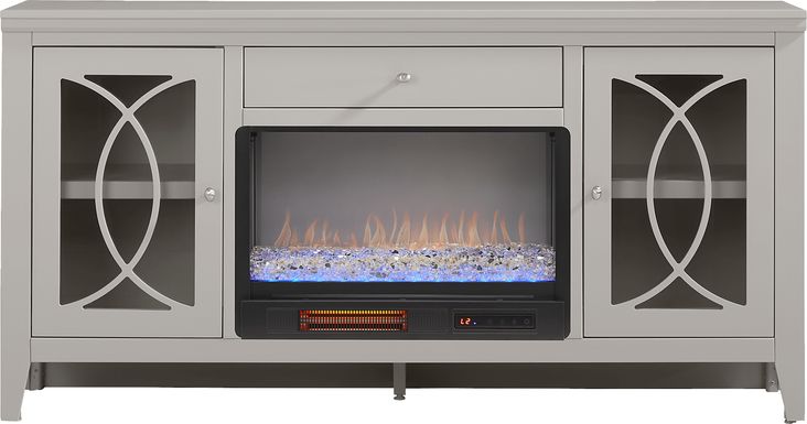 Abbie II Gray 66 in. Console with Electric Fireplace