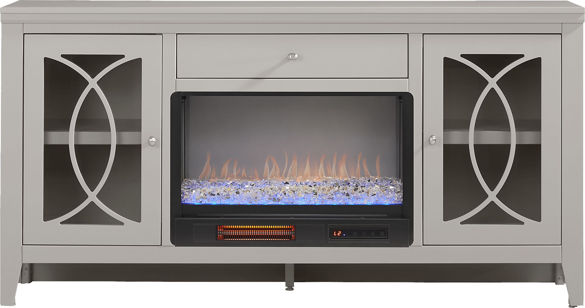 Abbie II Gray 66 in. Console with Electric Fireplace - Image 1
