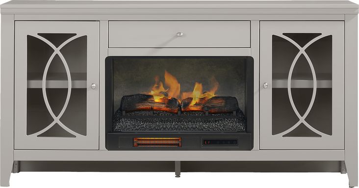 Abbie II Gray 66 in. Console with Electric Log Fireplace