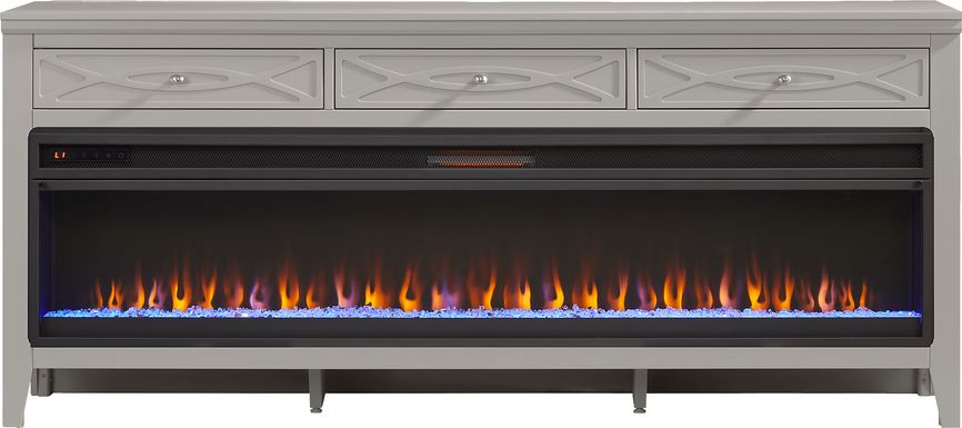 Abbie II Gray 77 in. Console with Electric Fireplace