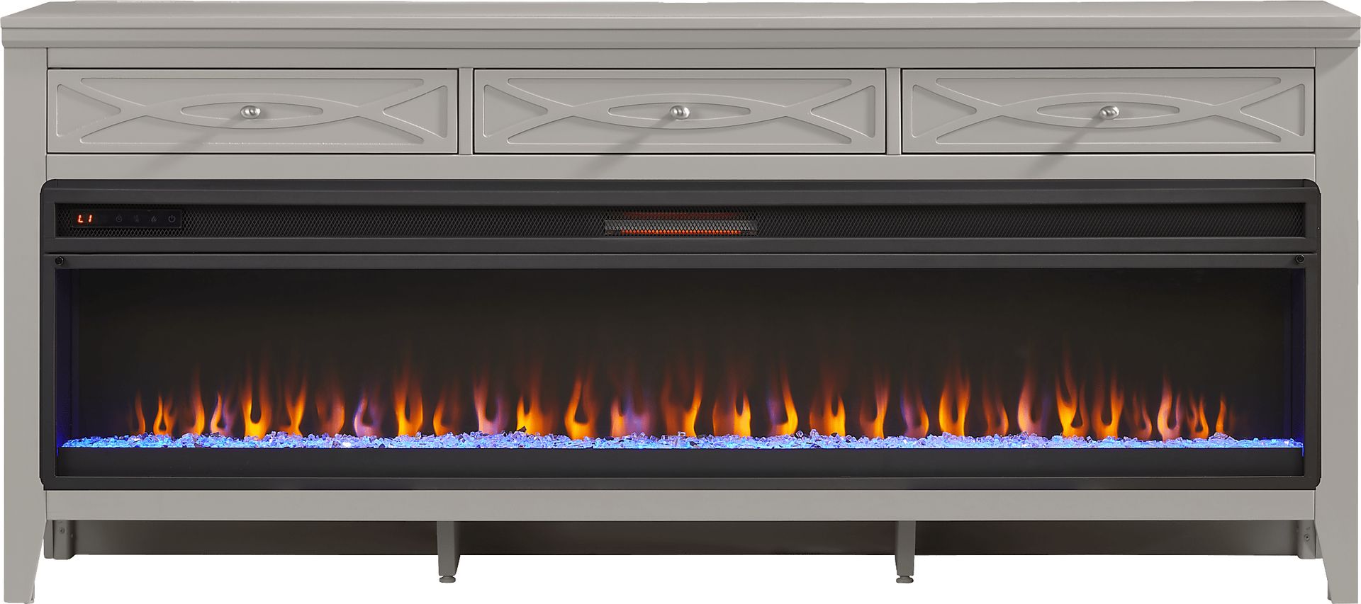 Abbie II Gray 77 in. Console with Electric Fireplace - Image 1