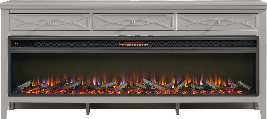 Abbie II Gray 77 in. Console with Electric Log Fireplace