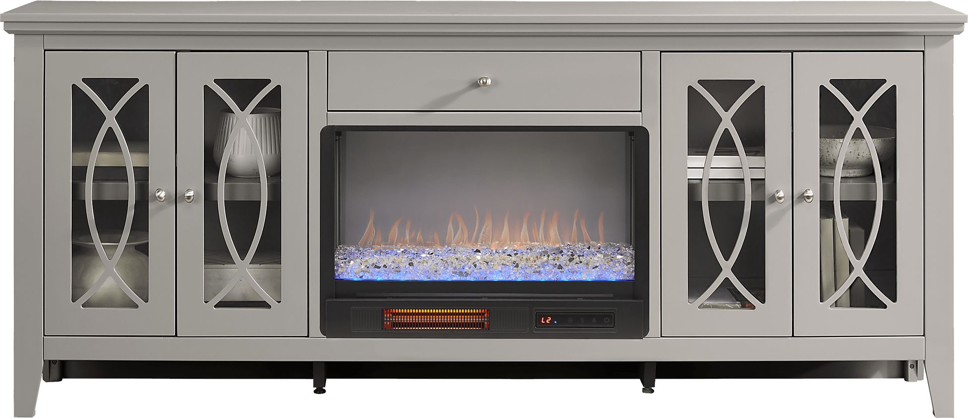 Abbie II Gray 80 in. Console with Electric Fireplace - Image 2