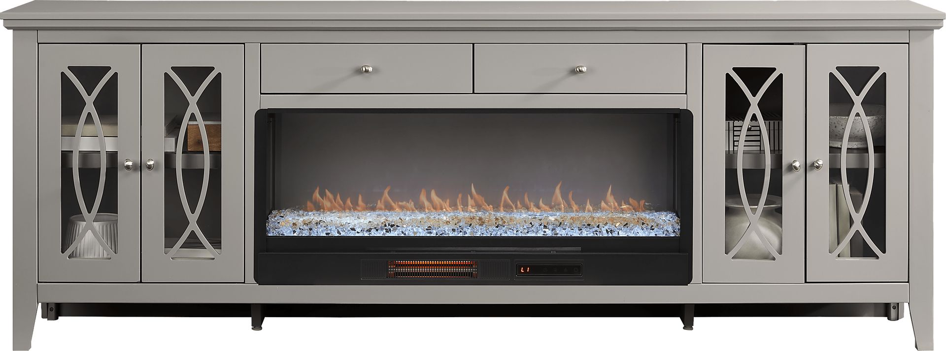 Abbie II Gray 93 in. Console with Electric Fireplace - Image 2