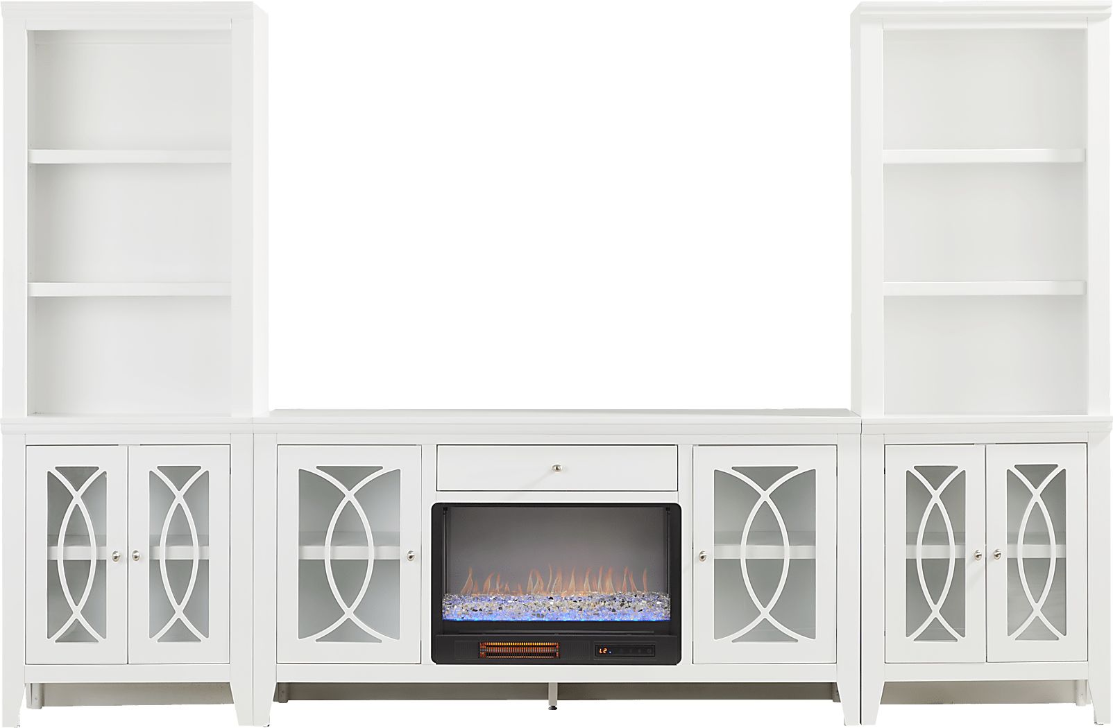 Abbie II White 3 Pc Wall Unit with 66 in. Console and Electric Fireplace