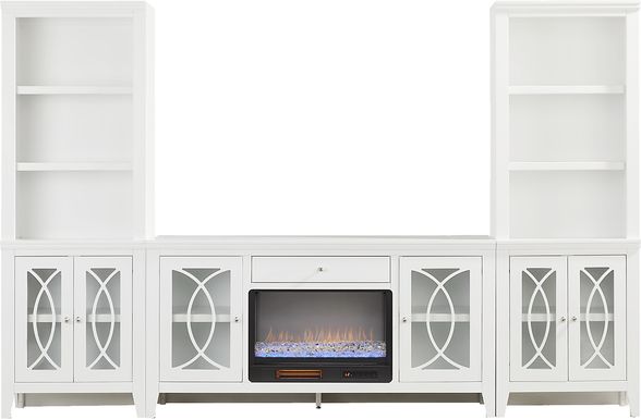 Abbie II White 3 Pc Wall Unit with 66 in. Console and Electric Fireplace