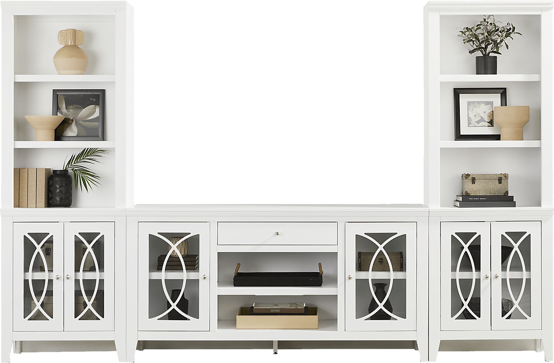 Abbie II White 3 Pc Wall Unit with 66 in. Console - Image 1