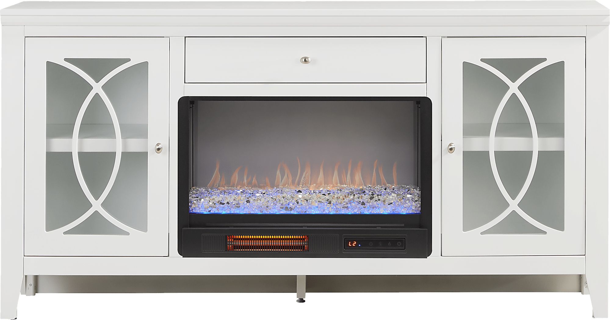 Abbie II White 66 in. Console with Electric Fireplace