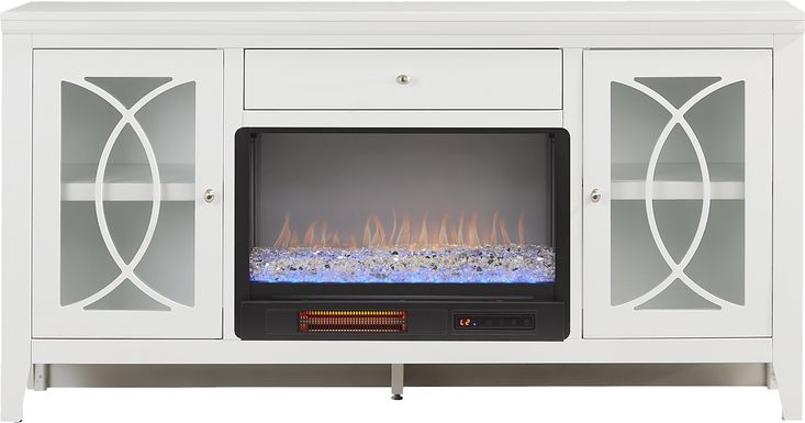 Abbie II White 66 in. Console with Electric Fireplace