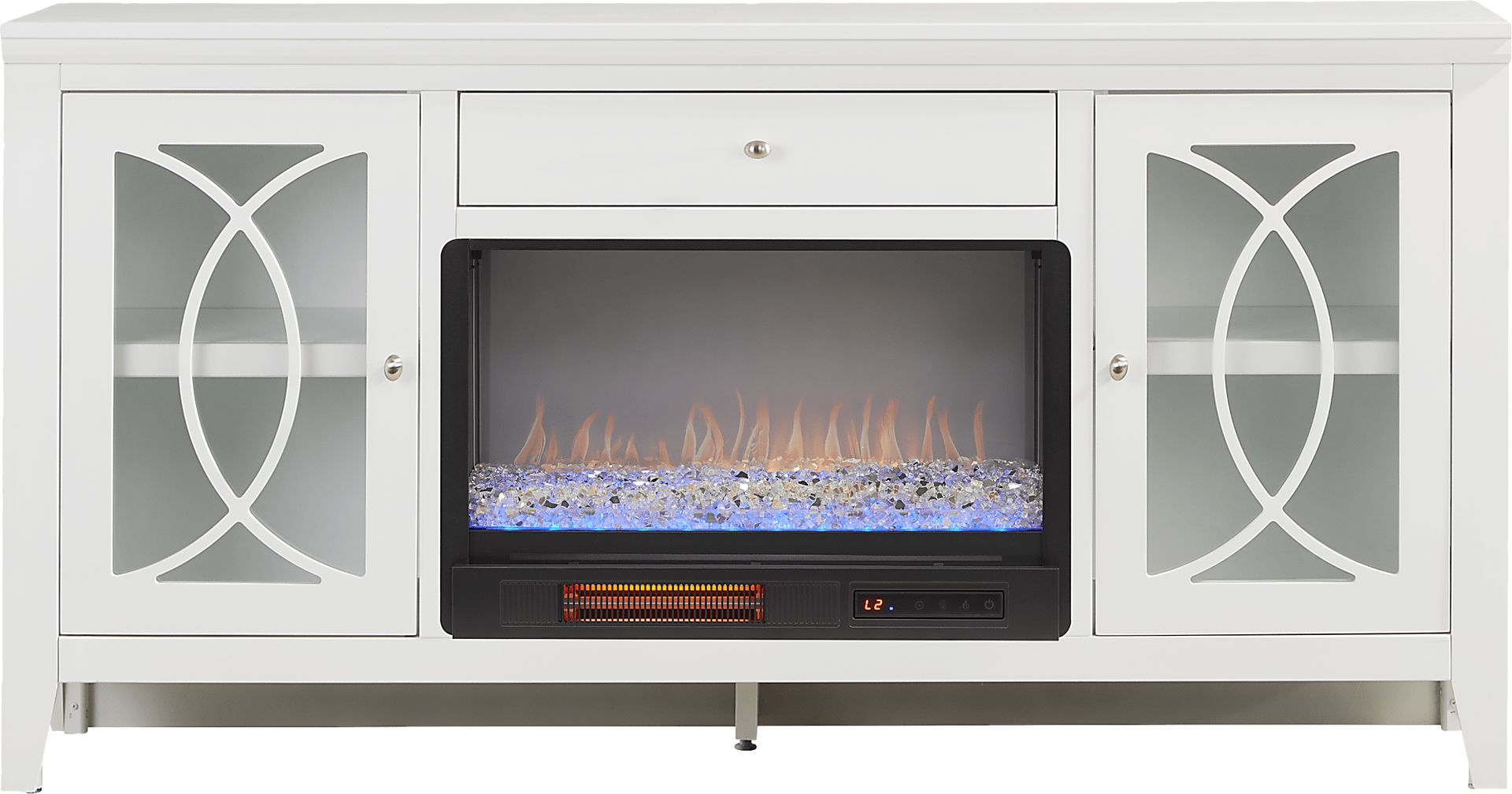 Abbie II White 66 in. Console with Electric Fireplace - Image 1