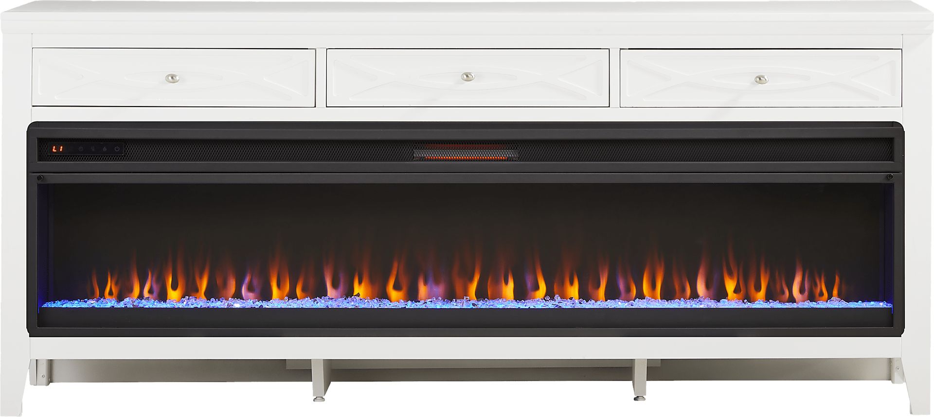 Abbie II White 77 in. Console with Electric Fireplace - Image 1