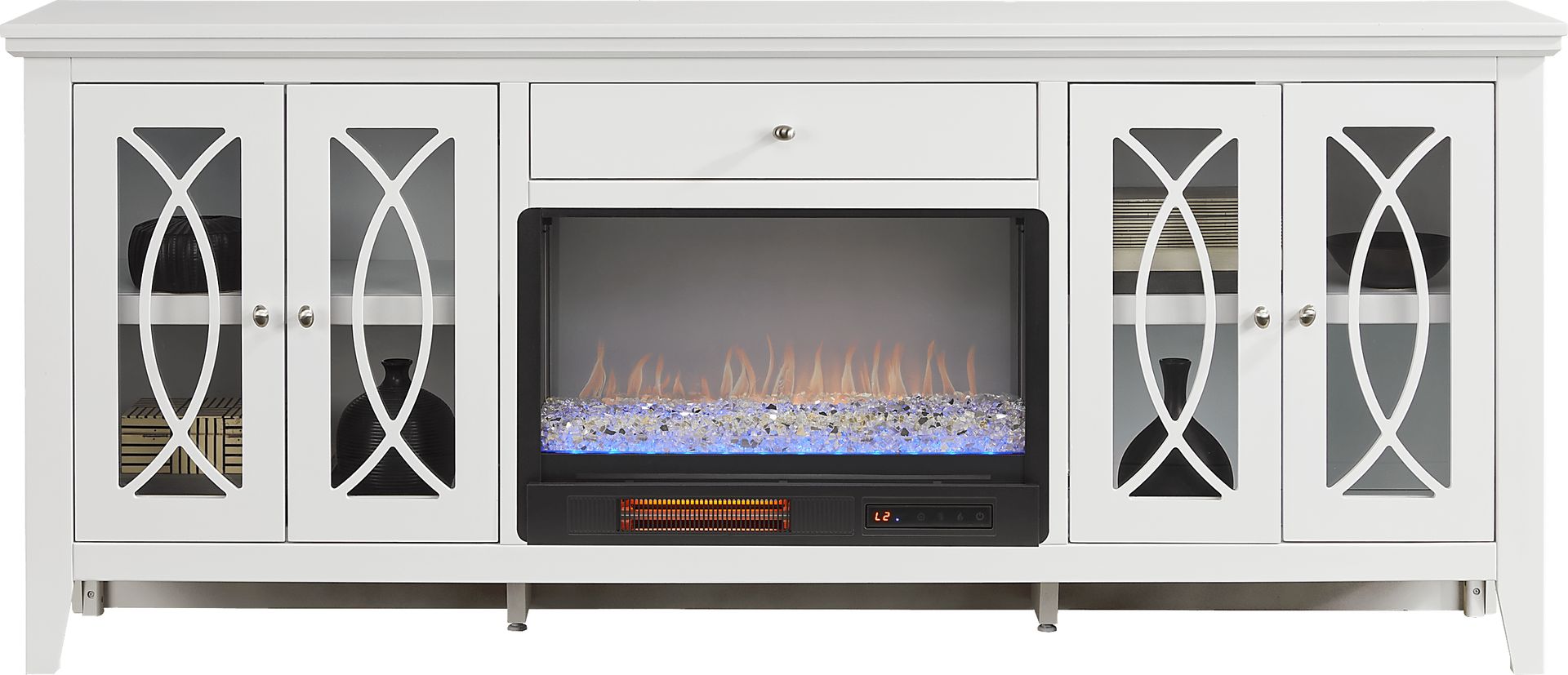 Abbie II White 80 in. Console with Electric Fireplace - Image 2