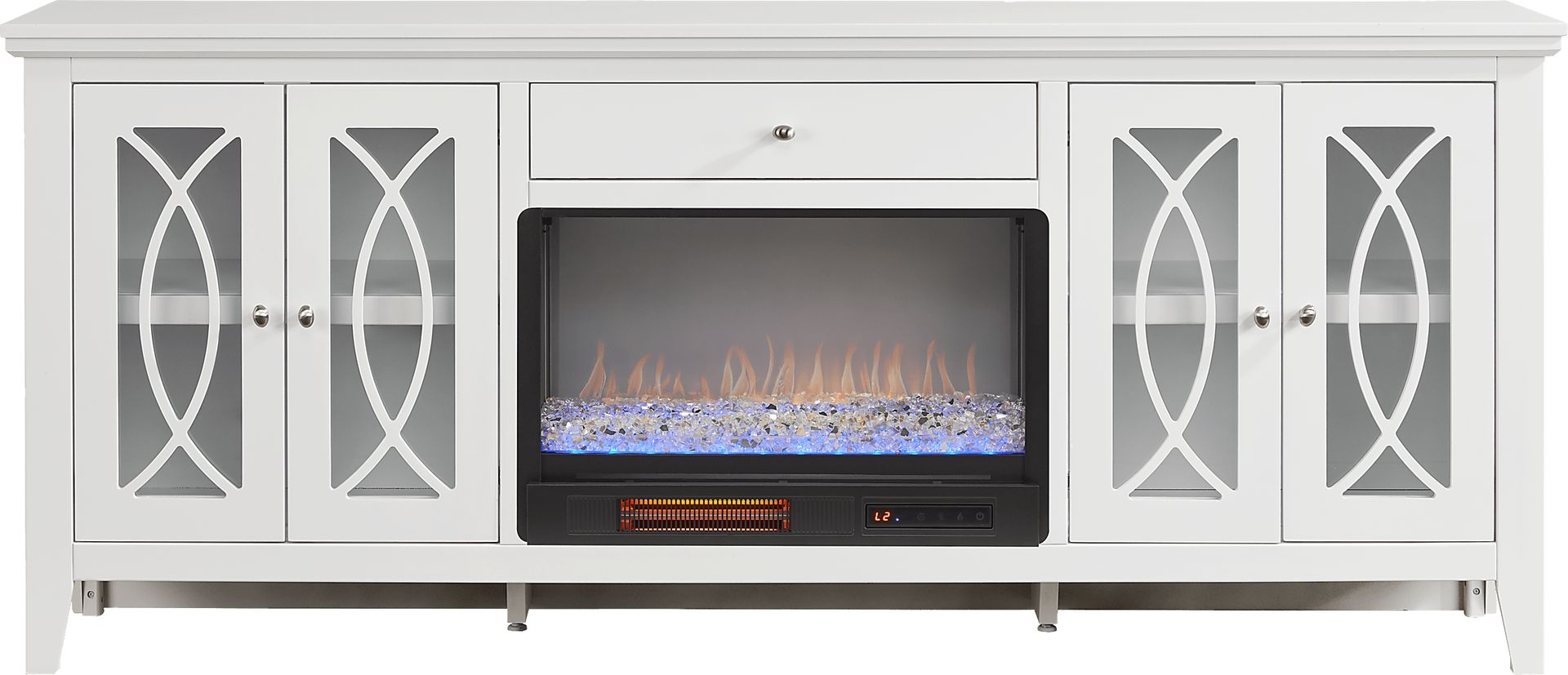 Abbie II White 80 in. Console with Electric Fireplace - Image 1
