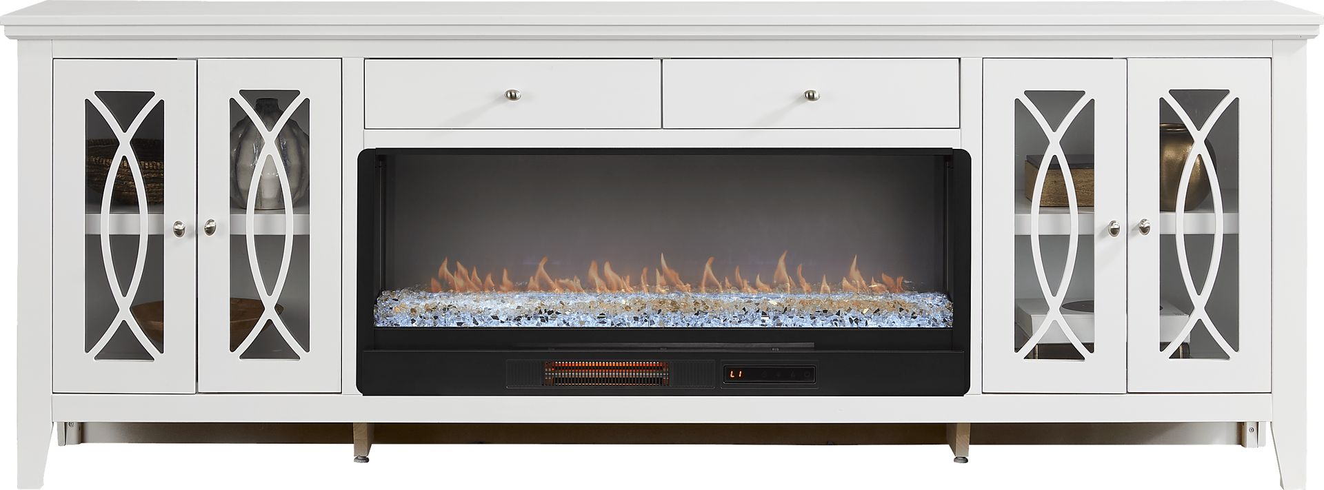 Abbie II White 93 in. Console with Electric Fireplace - Image 2