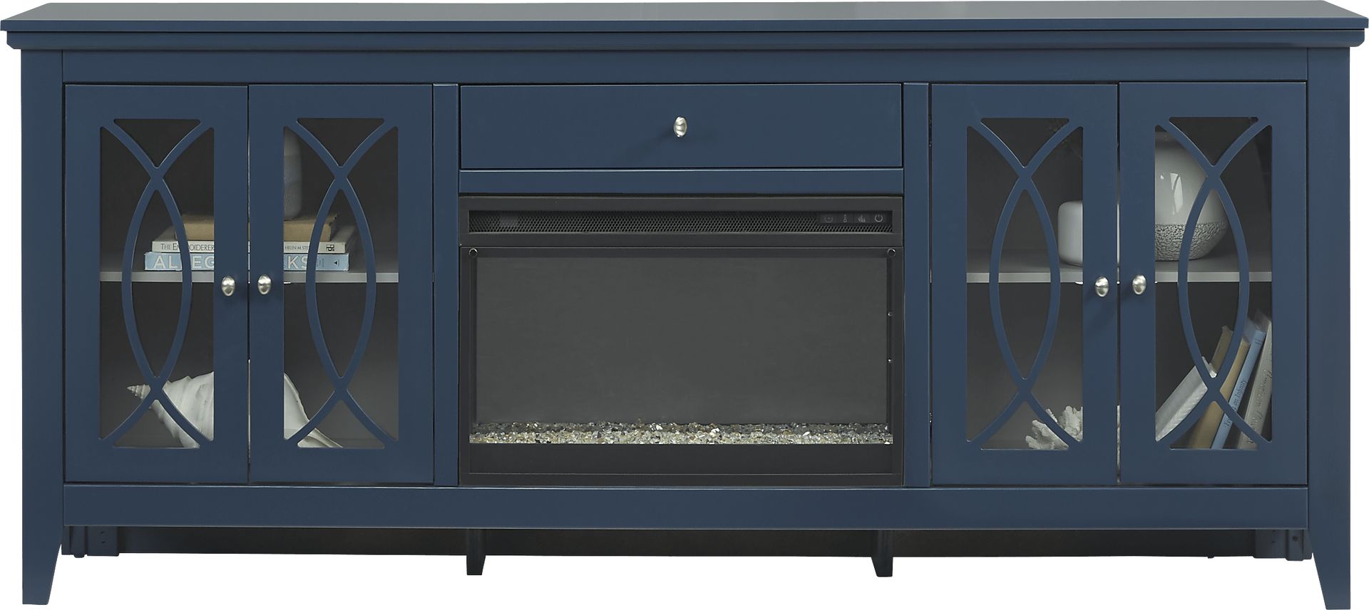 Abbie Navy 80 in. Console with Electric Fireplace - Image 2