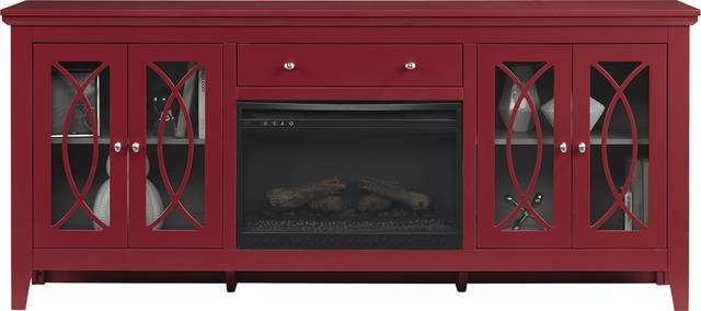 Abbie Red 80 in. Console with Electric Fireplace - Thumbnail - Image 2