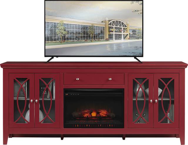 Abbie Red 80 in. Console with Electric Fireplace - Thumbnail - Image 1