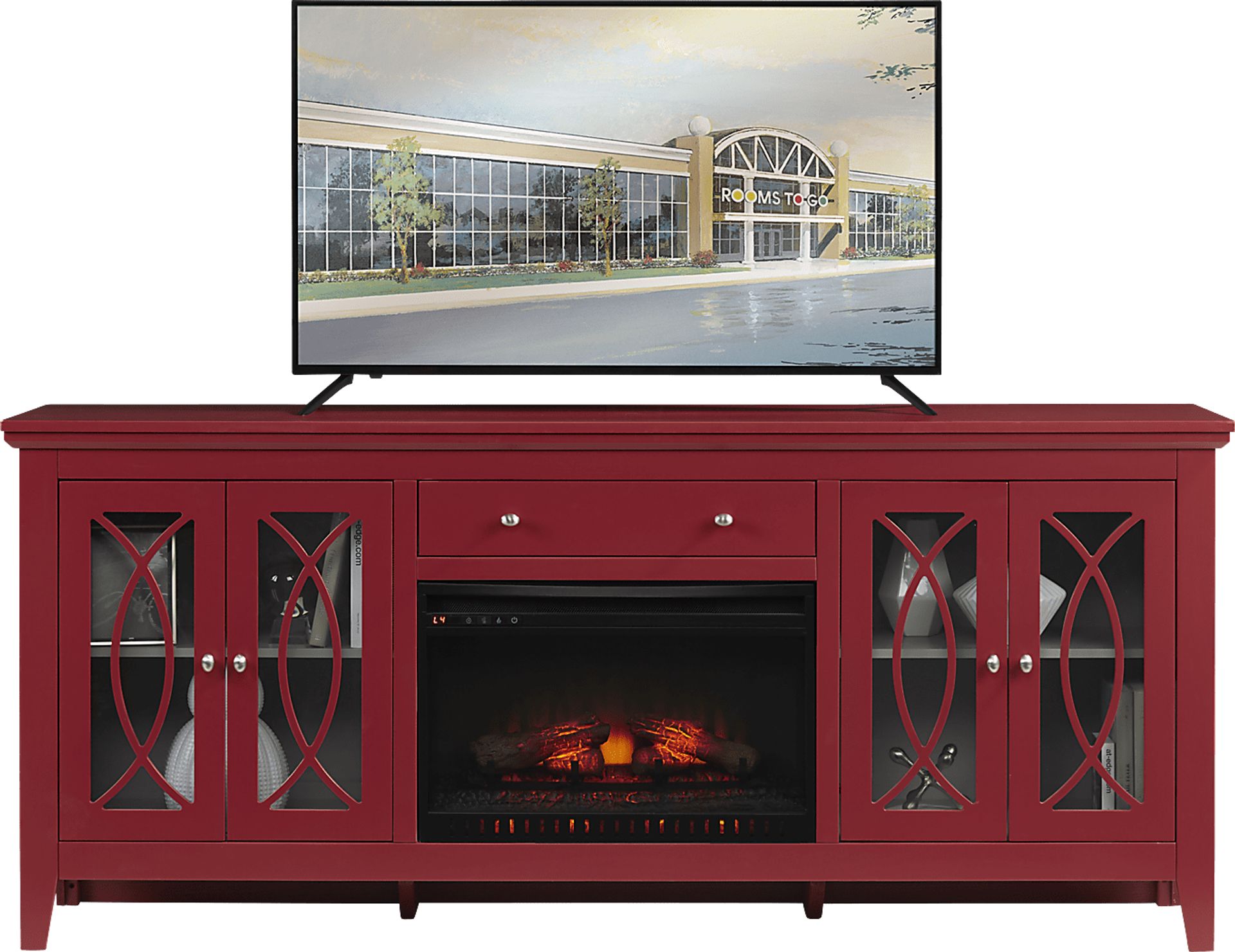 Abbie Red 80 in. Console with Electric Fireplace - Image 1