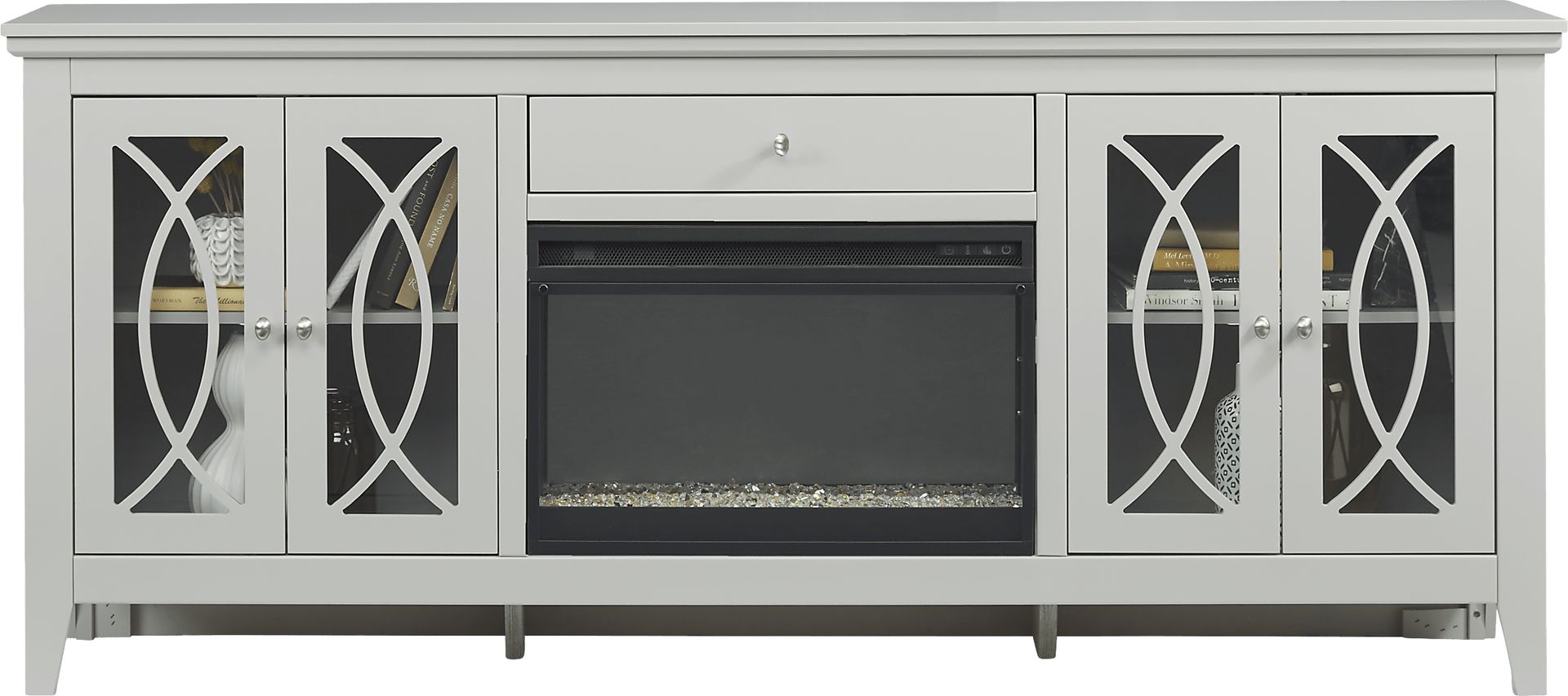 Abbie Silver 80 in. Console with Electric Fireplace - Image 2