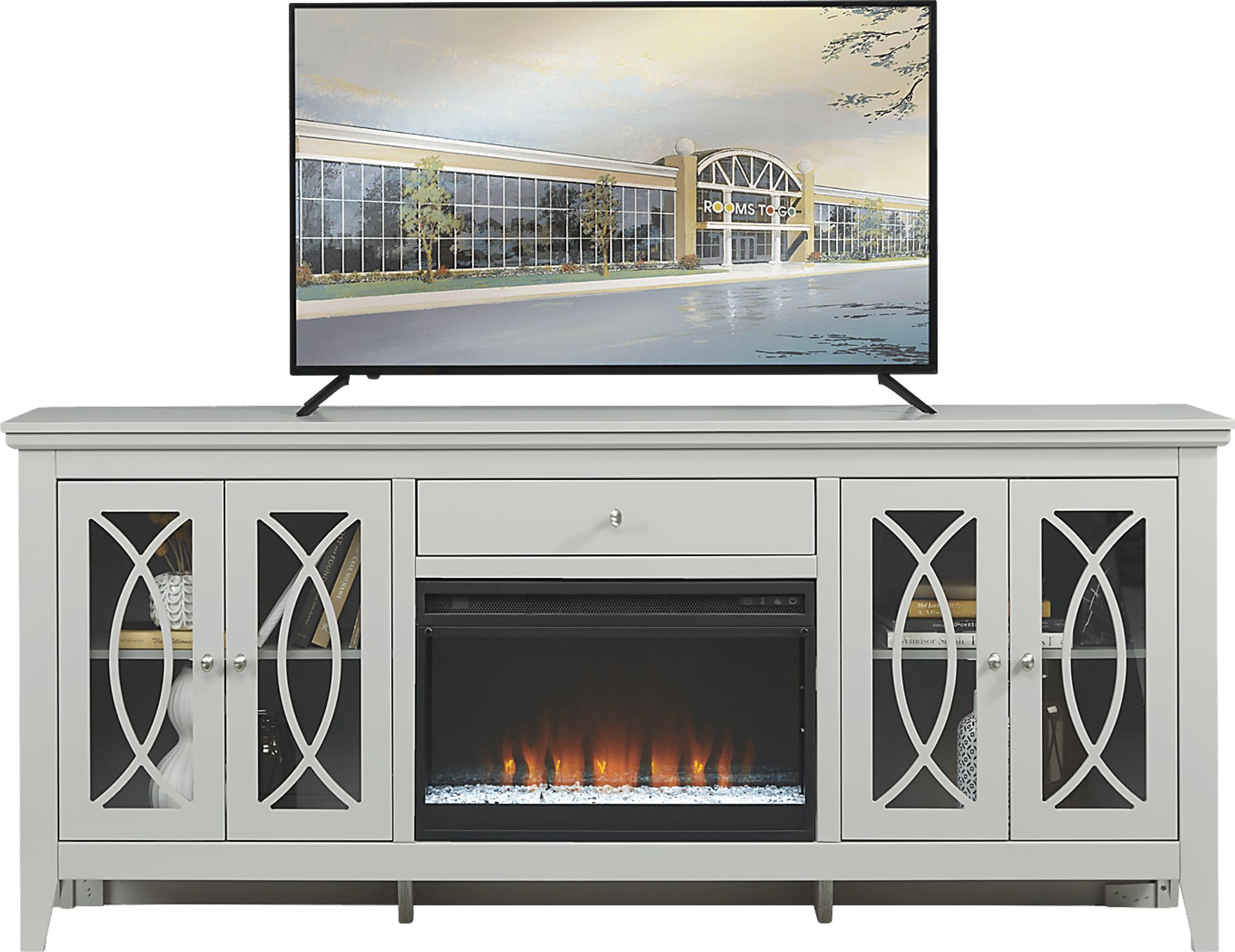 Tv stand with fireplace rooms to go discount
