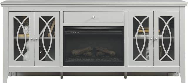 Abbie Silver 80 in. Console with Electric Log Fireplace - Thumbnail - Image 2