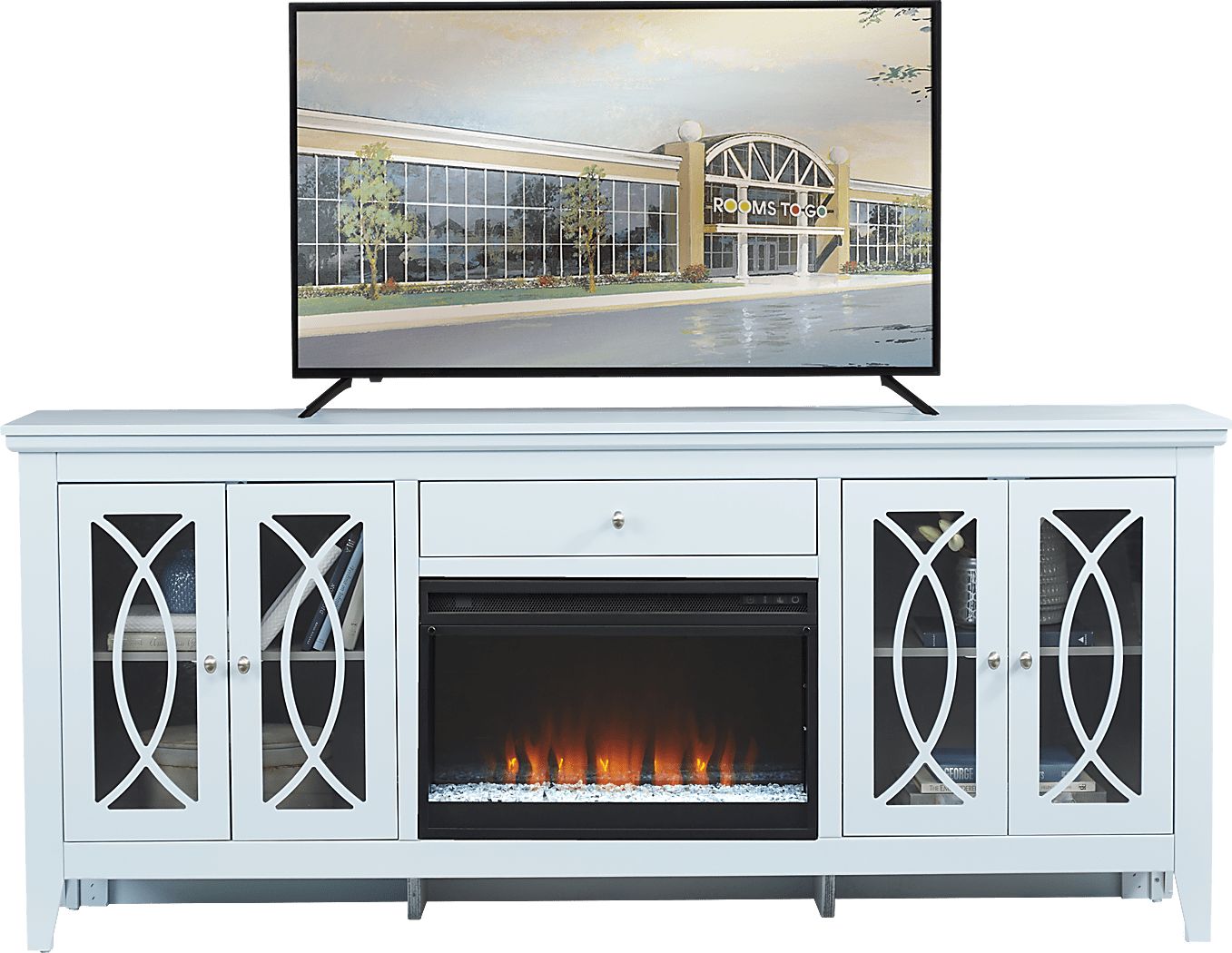 Abbie Sky 80 in. Console with Electric Fireplace Rooms To Go