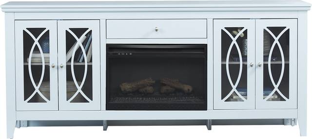 Abbie Sky 80 in. Console with Electric Log Fireplace - Thumbnail - Image 2