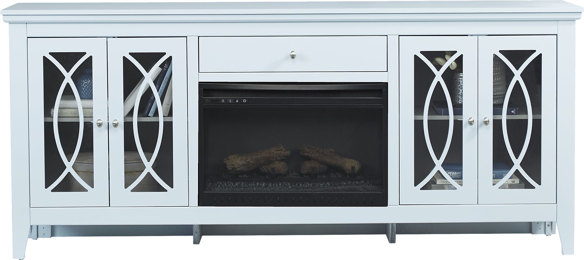 Abbie Sky 80 in. Console with Electric Log Fireplace - Image 2