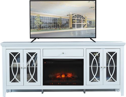 Abbie Sky 80 in. Console with Electric Log Fireplace