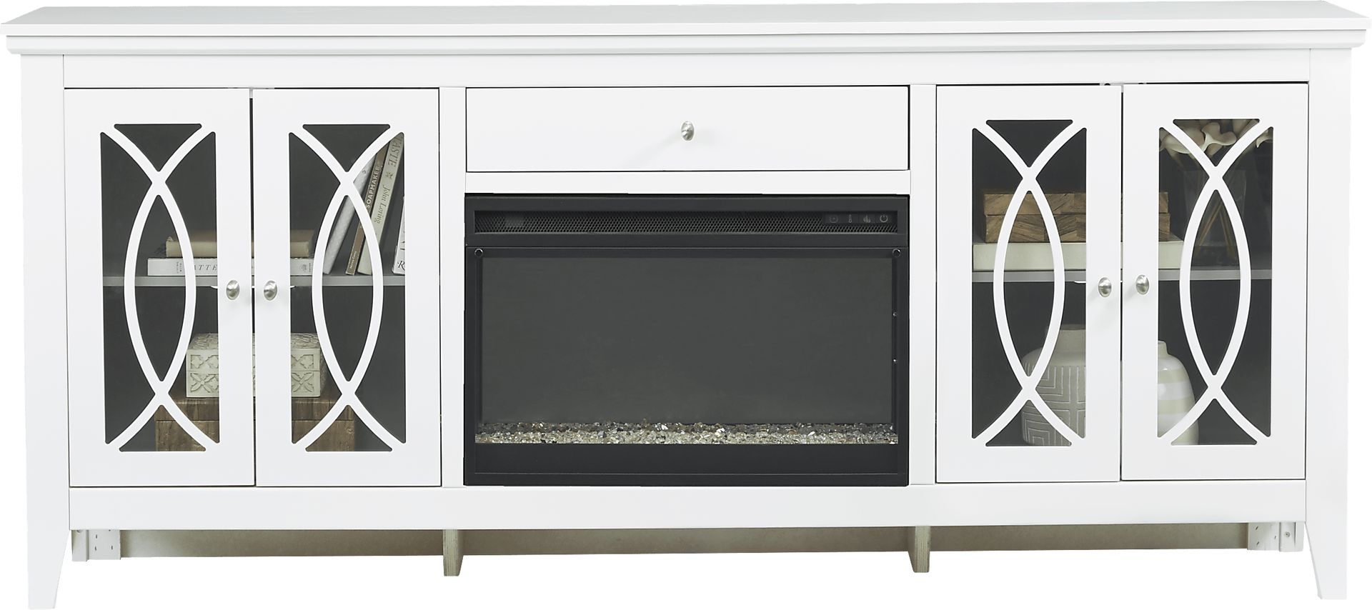 Abbie White 80 in. Console with Electric Fireplace - Image 2