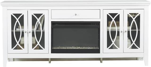 Abbie White 80 in. Console with Electric Fireplace - Thumbnail - Image 2