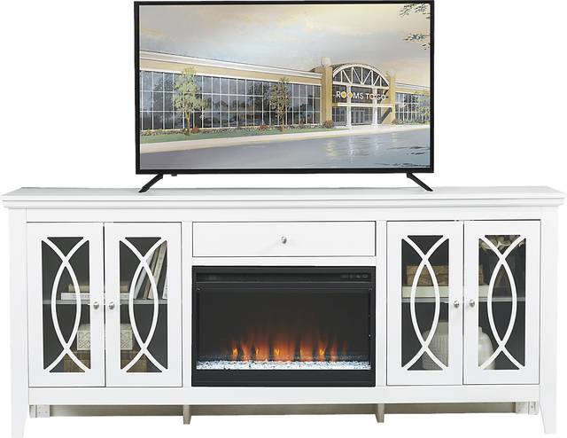 Abbie White 80 in. Console with Electric Fireplace - Thumbnail - Image 1