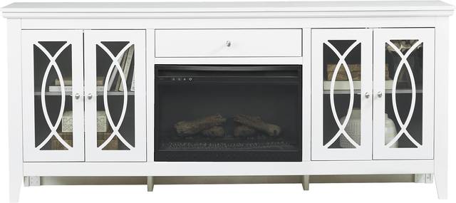 Abbie White 80 in. Console with Electric Log Fireplace - Thumbnail - Image 2