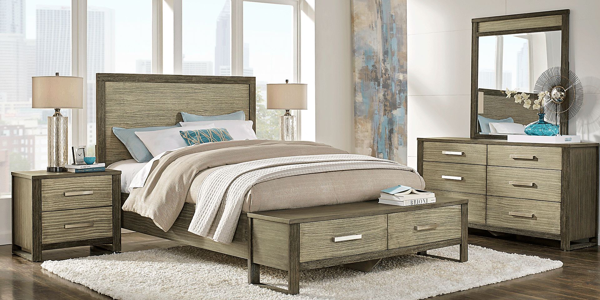 Abbott Gray 7 Pc Queen Panel Bedroom with Storage - Image 1