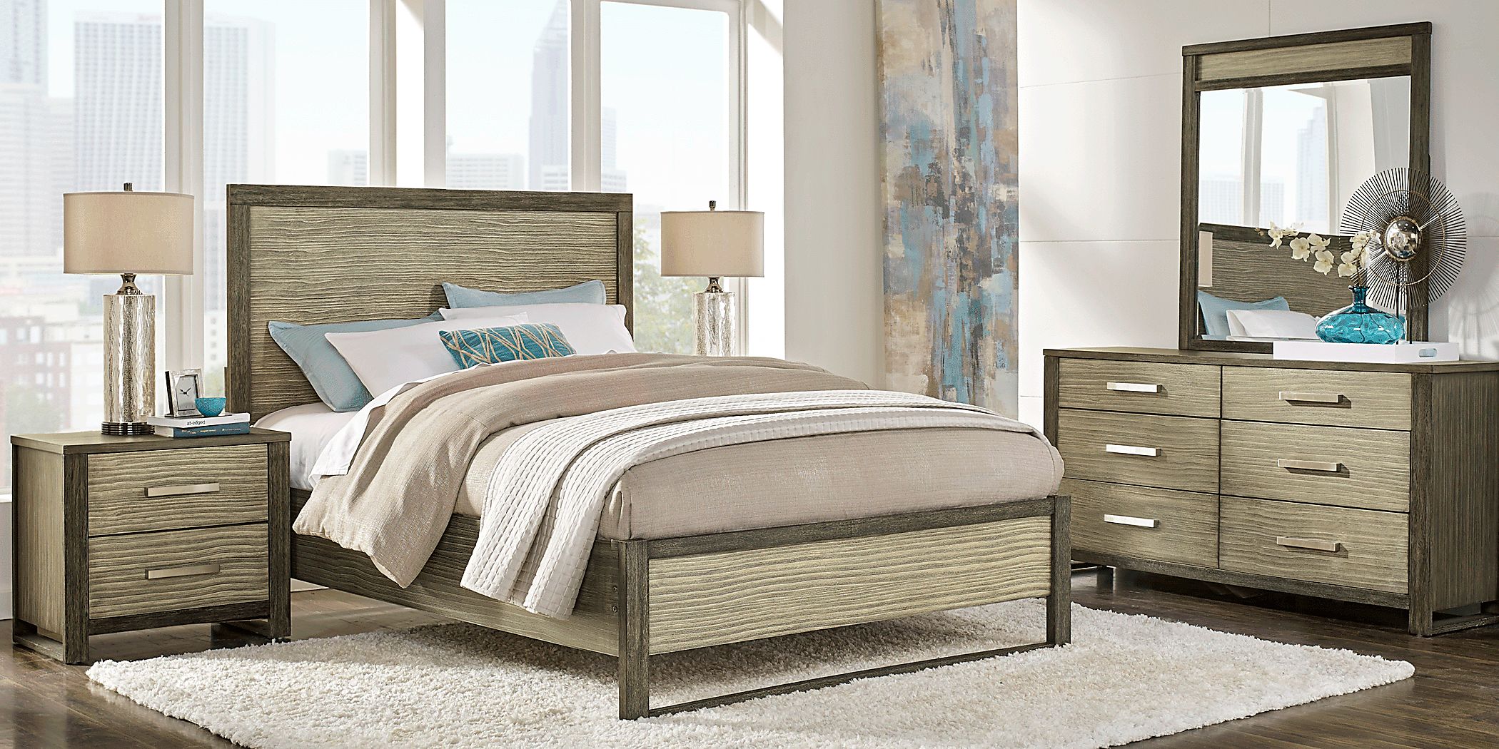 Abbott gray 5 pc queen panel bedroom