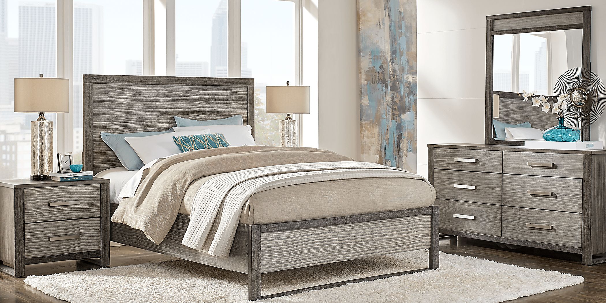 Abbott 7 Pc Gray Queen Bedroom Set