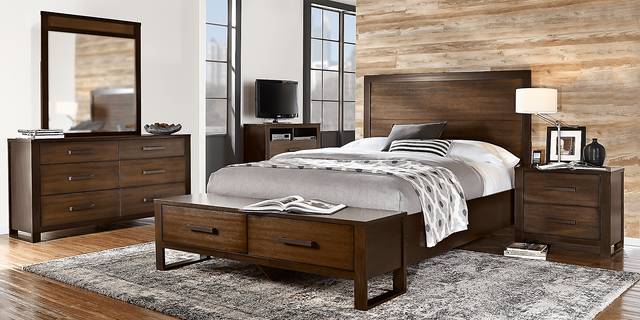 Abbott Hazelnut 5 Pc Queen Panel Bedroom with Storage - Thumbnail - Image 2