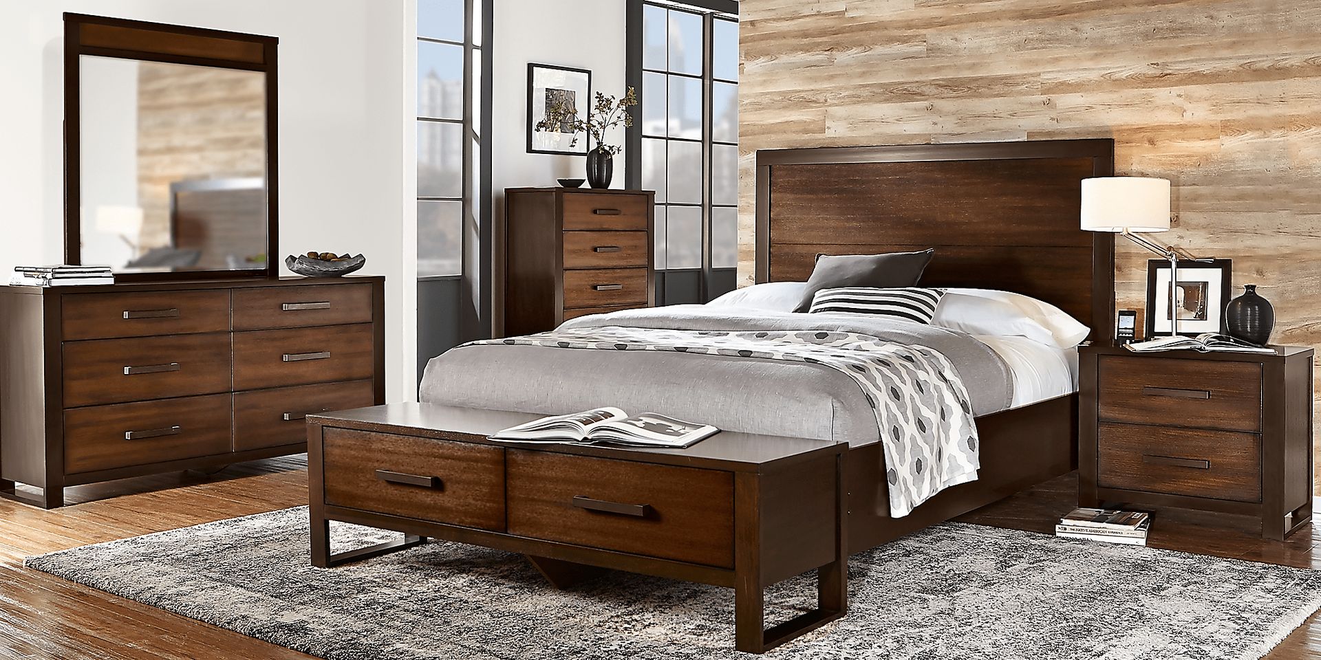 Abbott Hazelnut 6 Pc Queen Panel Bedroom with Storage - Image 1