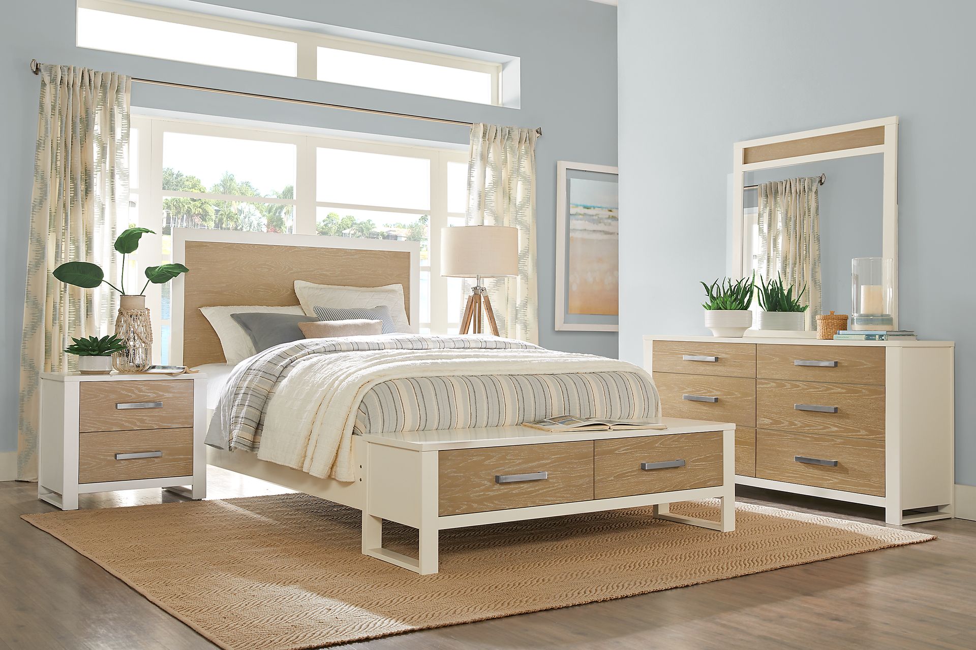Abbott White 8 Pc King Panel Bedroom with Storage - Image 1