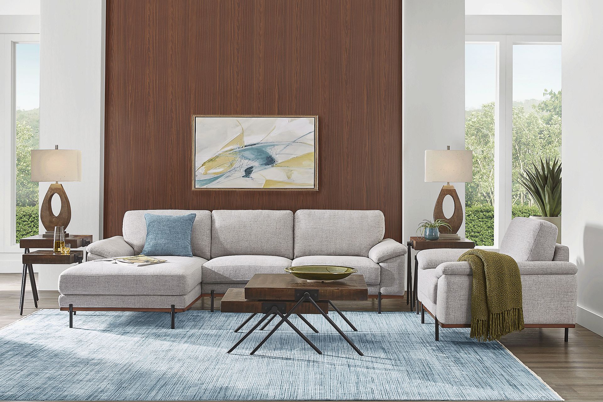 Abbottsville Gray 5 Pc Sectional Living Room - Image 1